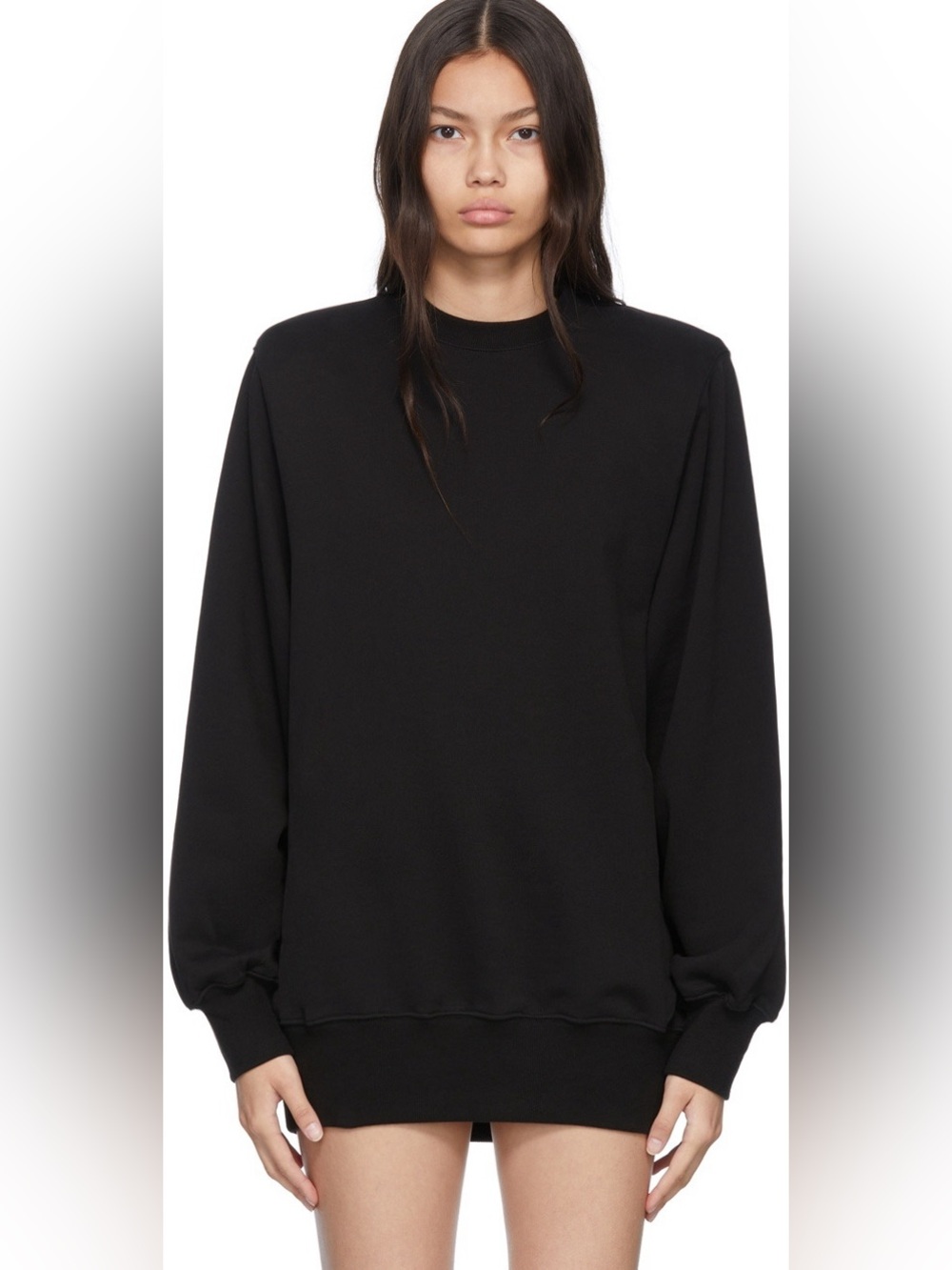 $500 WARDROBE.NYC Black Cotton Sweatshirt with Padded Shoulders 
Size Small